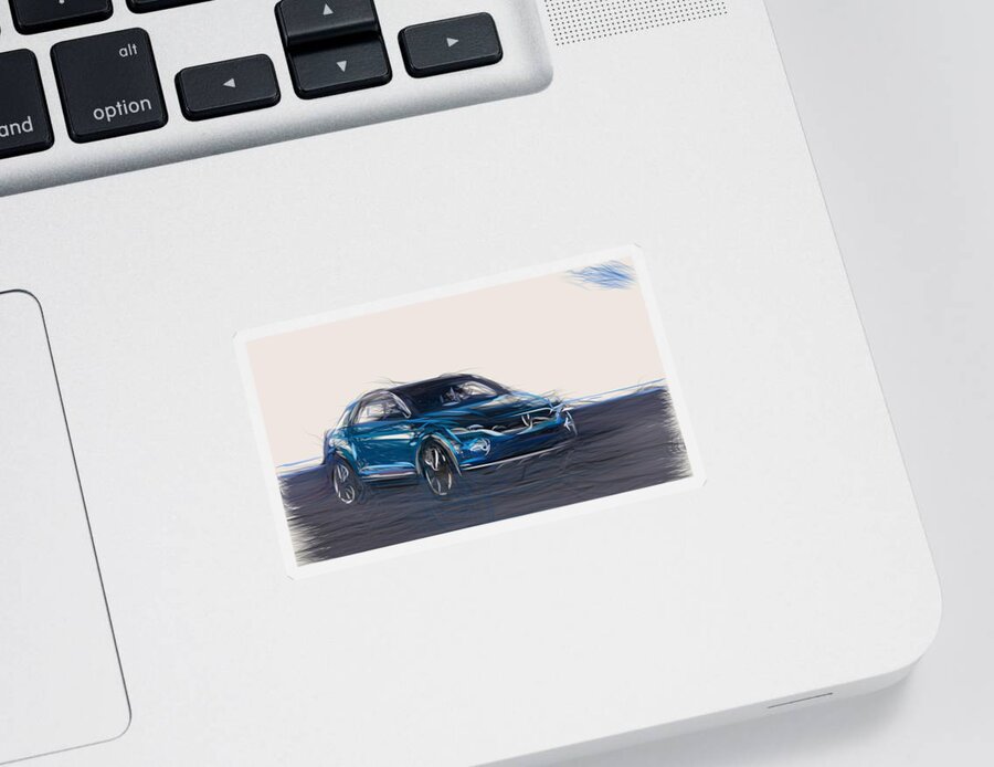 Volkswagen Sticker featuring the digital art Volkswagen T Roc Drawing by CarsToon Concept