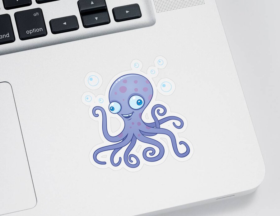 Ocean Sticker featuring the digital art Wacky Octopus by John Schwegel