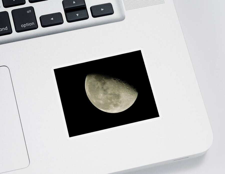 Black Sticker featuring the photograph - Waning moon by THERESA Nye