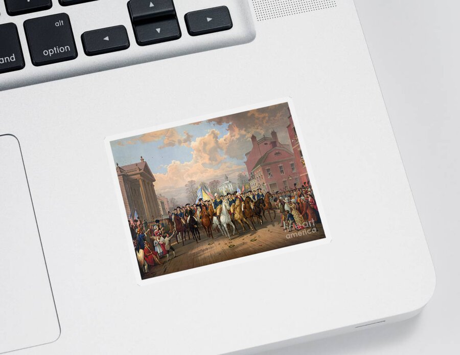 1783 Sticker featuring the painting Washington Entering New York City 1783 by Granger