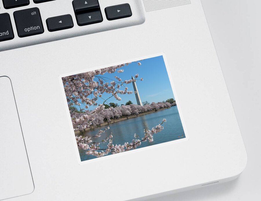 Scenic Sticker featuring the photograph Washington Monument from the Tidal Basin DS0063 by Gerry Gantt