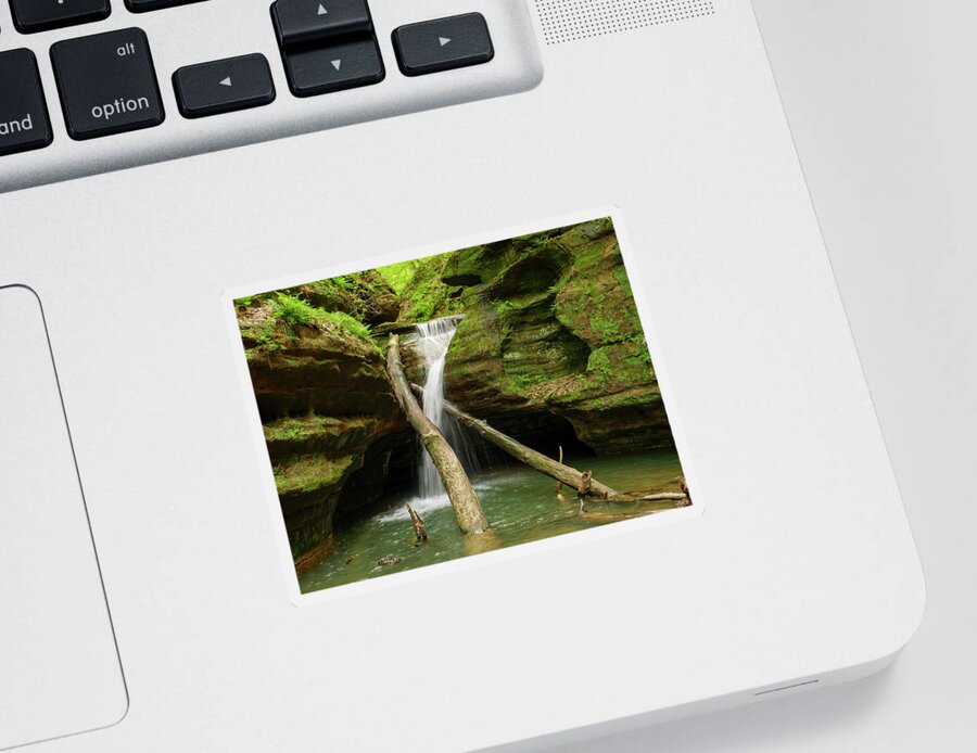 Illinois Sticker featuring the photograph Waterfall, Kaskaskia Canyon. by Todd Bannor