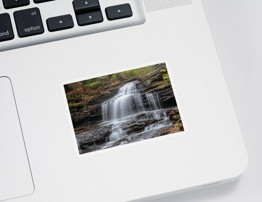 Waterfall Sticker featuring the photograph Waterfall - Ricketts Glen by Alan Goldberg