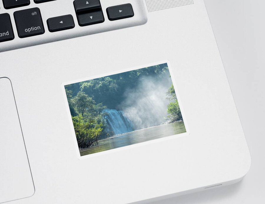 Parana Sticker featuring the photograph Waterfall, sunlight and mist by Mark Hunter