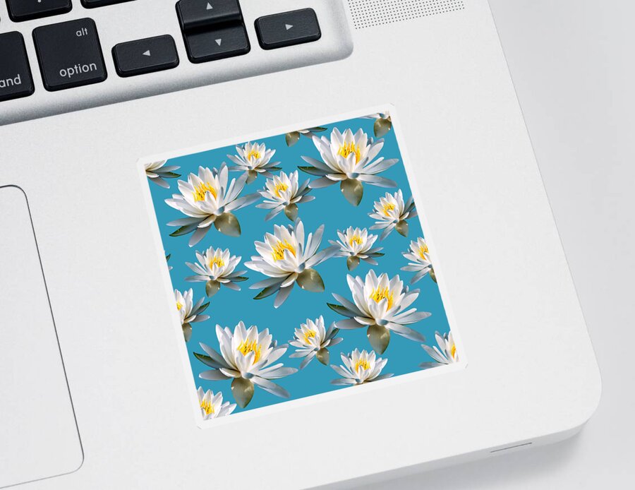 Water Lily Sticker featuring the mixed media Water Lily Pattern by Christina Rollo