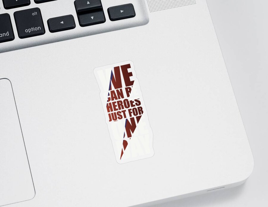 David Bowie Sticker featuring the digital art We Can Be Heroes Just One Day by Anisa Lesta