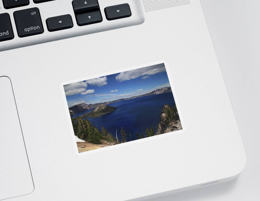 Crater Lake Sticker featuring the photograph We're On Our Way by Laurie Search