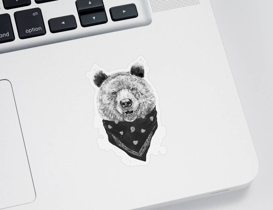 Bear Sticker featuring the mixed media Wild bear by Balazs Solti