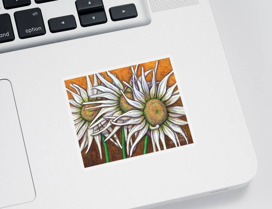 Daisy Sticker featuring the painting Wild Daisy Trio by Amy E Fraser