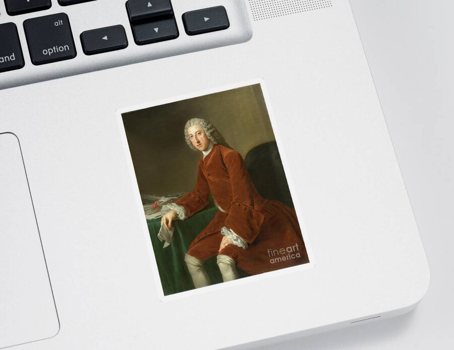 William Hoare Sticker featuring the painting William Pitt, Later First Earl Of Chatham by William Hoare