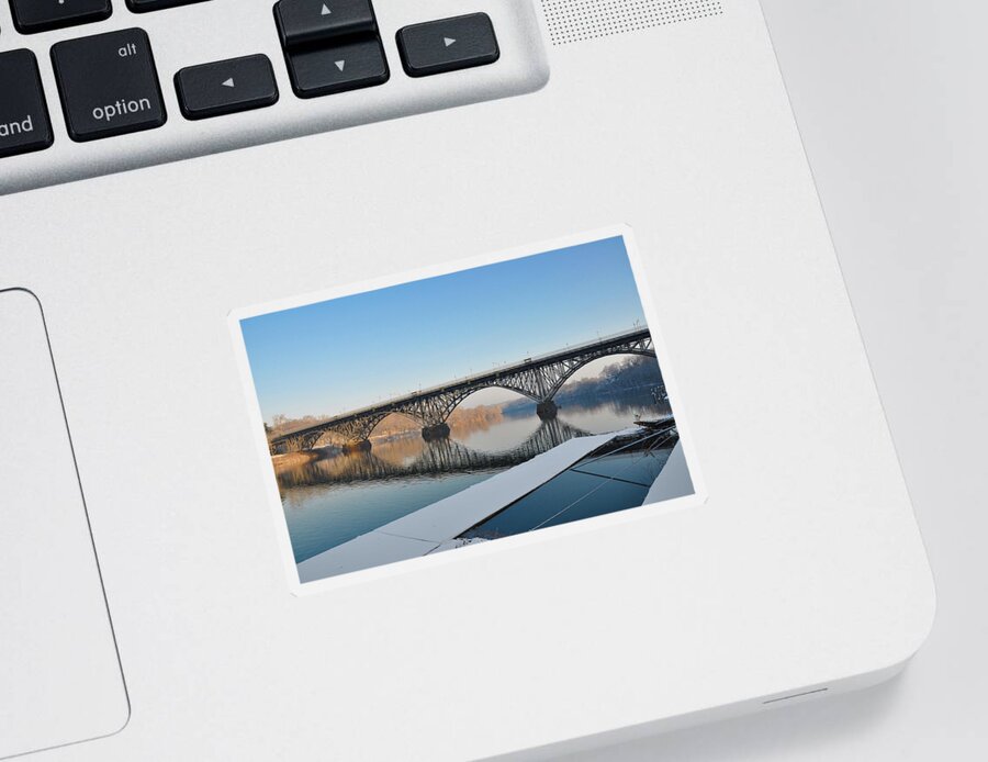 Winter Sticker featuring the photograph Winter - Strawberry Mansion Bridge by Bill Cannon