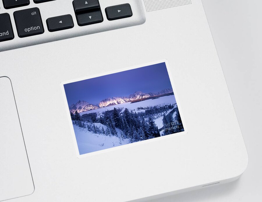 Dave Welling Sticker featuring the photograph Winter Sunrise Storm Grand Tetons National Park by Dave Welling