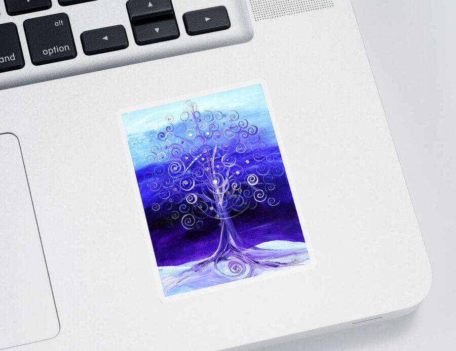 Tree Sticker featuring the painting Winter Tree, One by J Vincent Scarpace