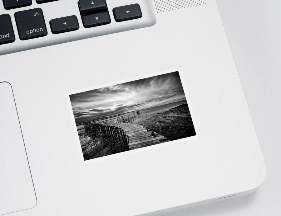 Seascapes Sticker featuring the photograph Wooden fishing Piers by Michalakis Ppalis