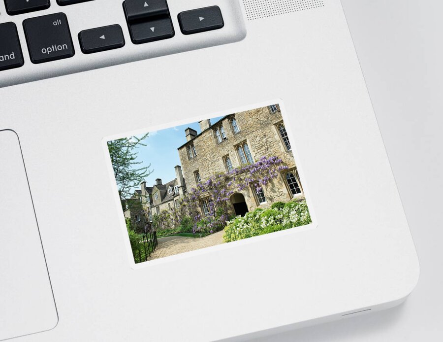 Japanese Sticker featuring the photograph Worcester College Wisteria Oxford by Tim Gainey