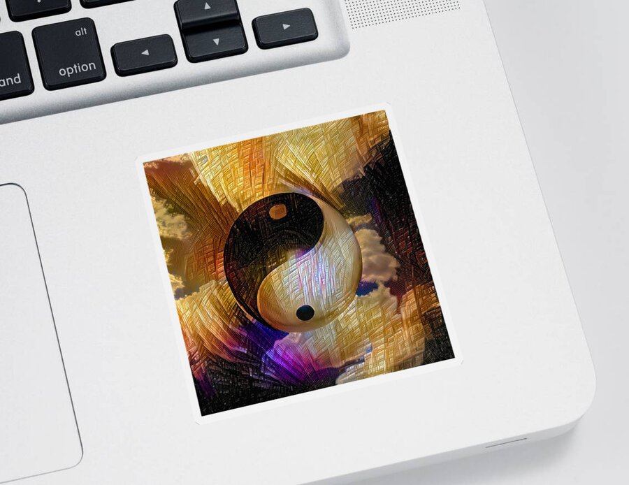 Abstract Sticker featuring the digital art Yin Yang by Bruce Rolff