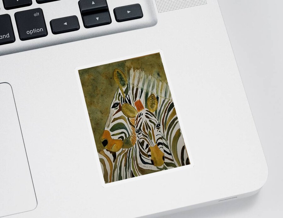 Zebra Sticker featuring the painting Zebra Jungle by Ann Frederick