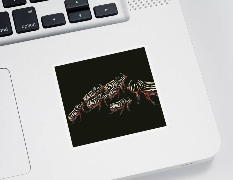 Rhinoceros Beetle Sticker featuring the drawing Zebra Pattern Rhinoceros Beetle 3 by Joan Stratton