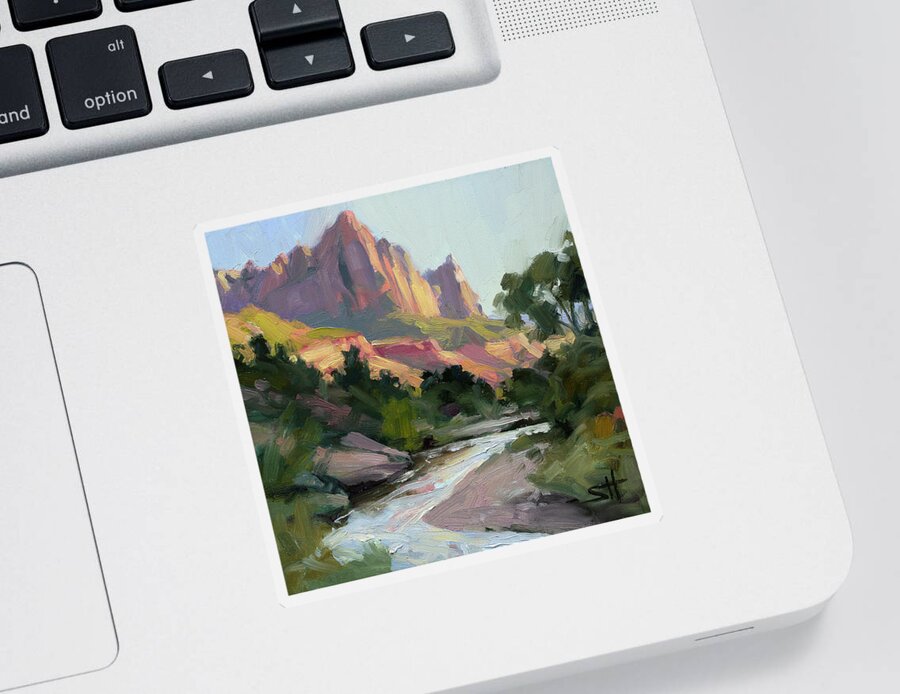 Zion Sticker featuring the painting Zion's Watchman by Steve Henderson