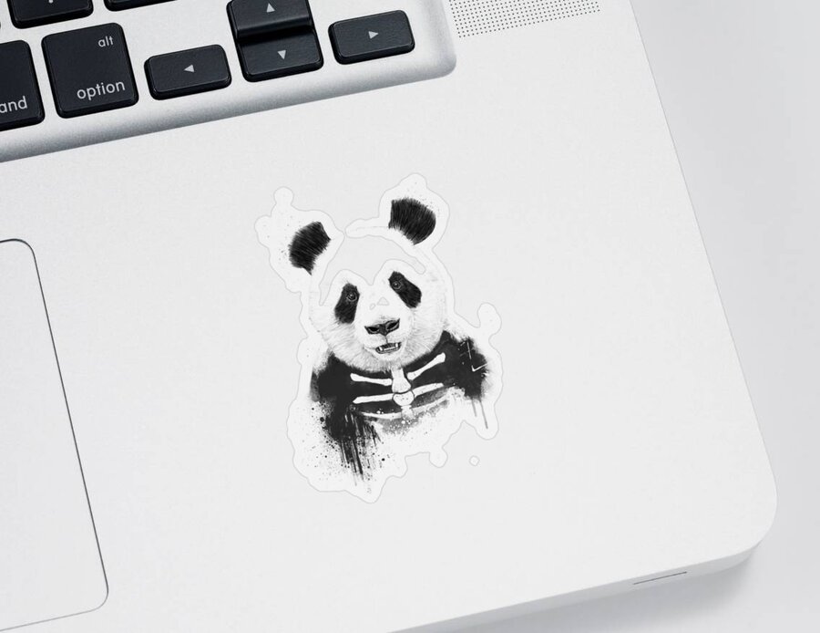Panda Sticker featuring the mixed media Zombie panda by Balazs Solti