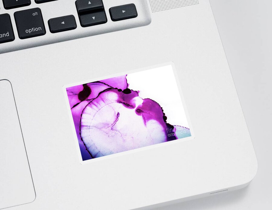 Ink Sticker featuring the photograph Abstract alcohol in background in pink, purple and blue tones. #1 by Jane Rix