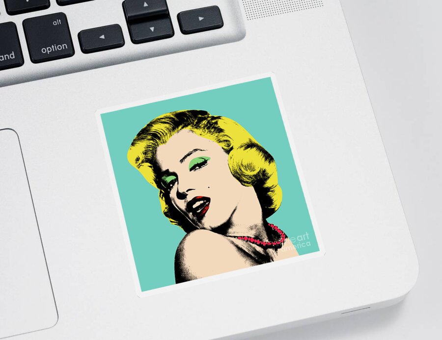 #faatoppicks Sticker featuring the digital art Andy Warhol #1 by Mark Ashkenazi