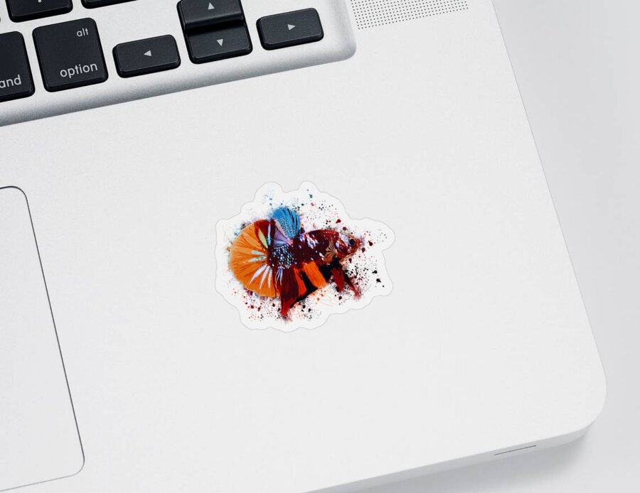 Artistic Sticker featuring the digital art Artistic Brown Multicolor Betta Fish #1 by Sambel Pedes