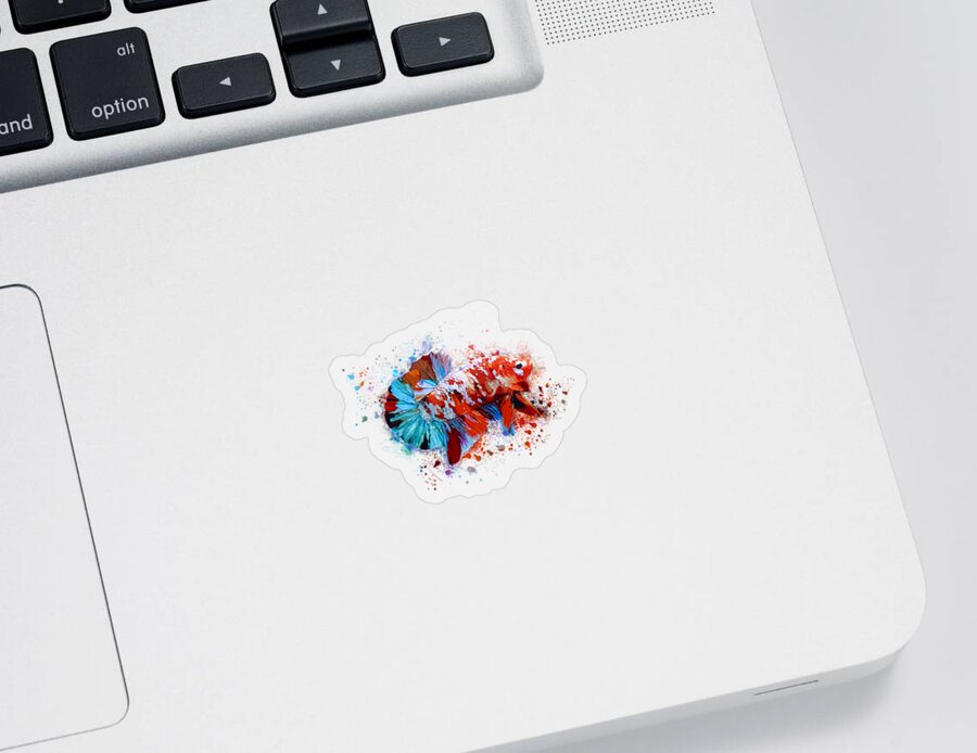 Artistic Sticker featuring the digital art Artistic Galaxy Koi Betta Fish by Sambel Pedes