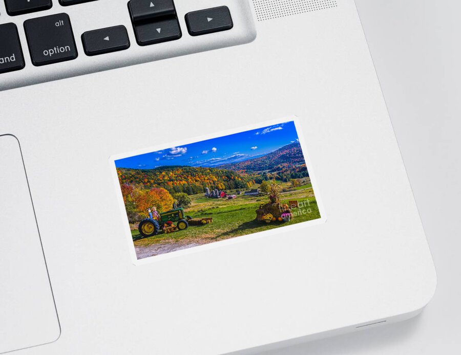 New England Sticker featuring the photograph Autumn in Barnet Vermont. by Scenic Vermont Photography