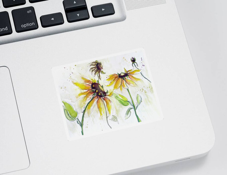 Fall Sticker featuring the painting Autumn Sunflowers by Roxy Rich