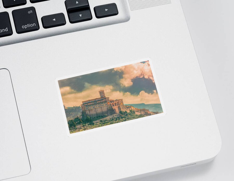 Italy Sticker featuring the photograph Basilica of St. Francis of Assisi #2 by Marcy Wielfaert