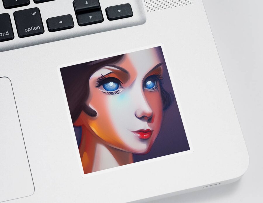 Blue Eyes Sticker featuring the digital art Blue Eyes #1 by Caterina Christakos