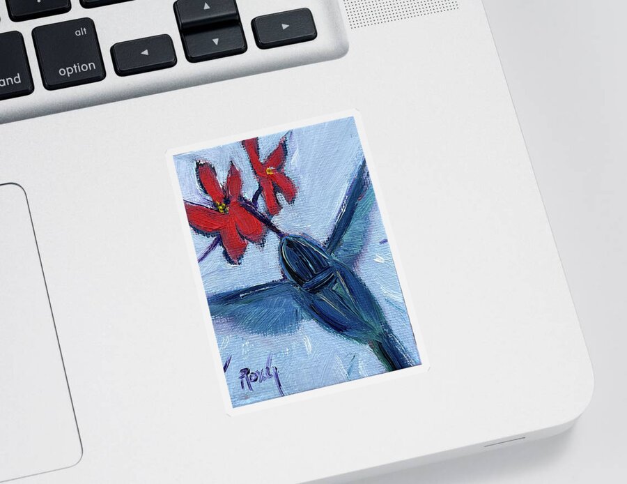 Hummingbird Sticker featuring the painting Blue Hummingbird by Roxy Rich