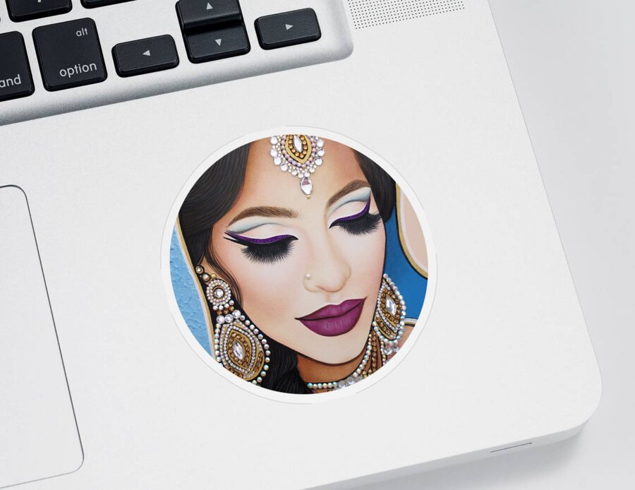 Art Sticker featuring the painting Brilliant Indian Beauty #1 by Malinda Prud'homme