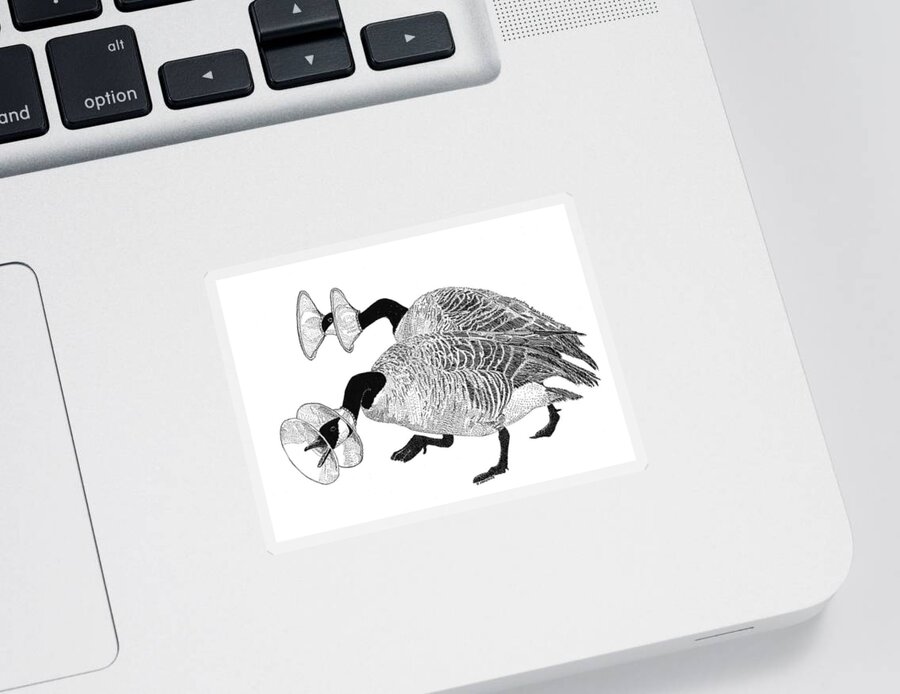 Geese Sticker featuring the digital art Canadian Brass Geese #1 by Jenny Armitage