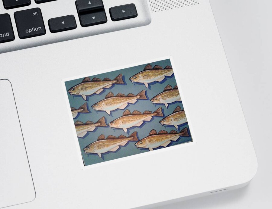 Cape Cod Sticker featuring the painting Cape Cod Cod Fish by James RODERICK