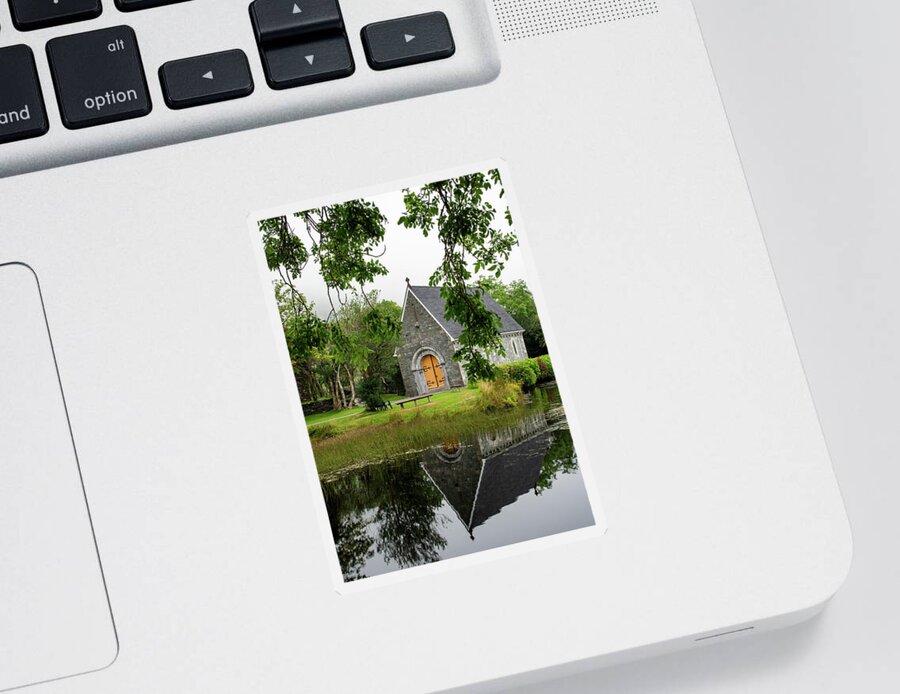 County Cork Sticker featuring the photograph Catholic church of  Saint. Finbarr Oratory. Gougane Barra park #1 by Michalakis Ppalis