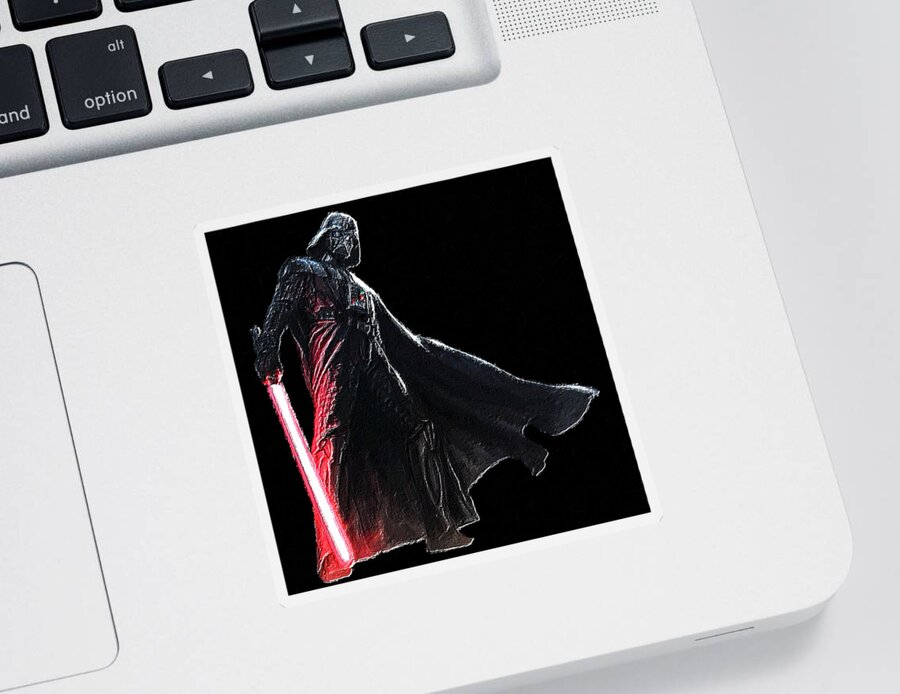 Darth Vader Sticker featuring the painting Darth Vader Star Wars by Tony Rubino