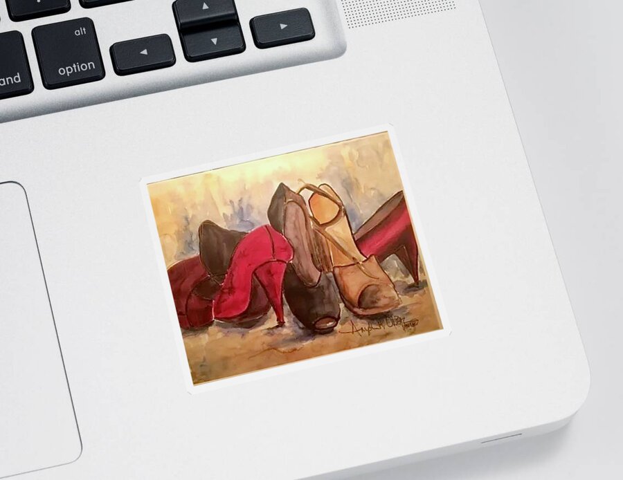  Sticker featuring the painting Dress shoes by Angie ONeal