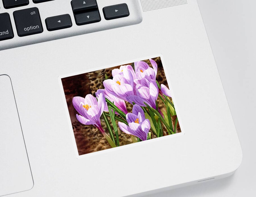 Crocus Sticker featuring the painting Early Spring by Espero Art