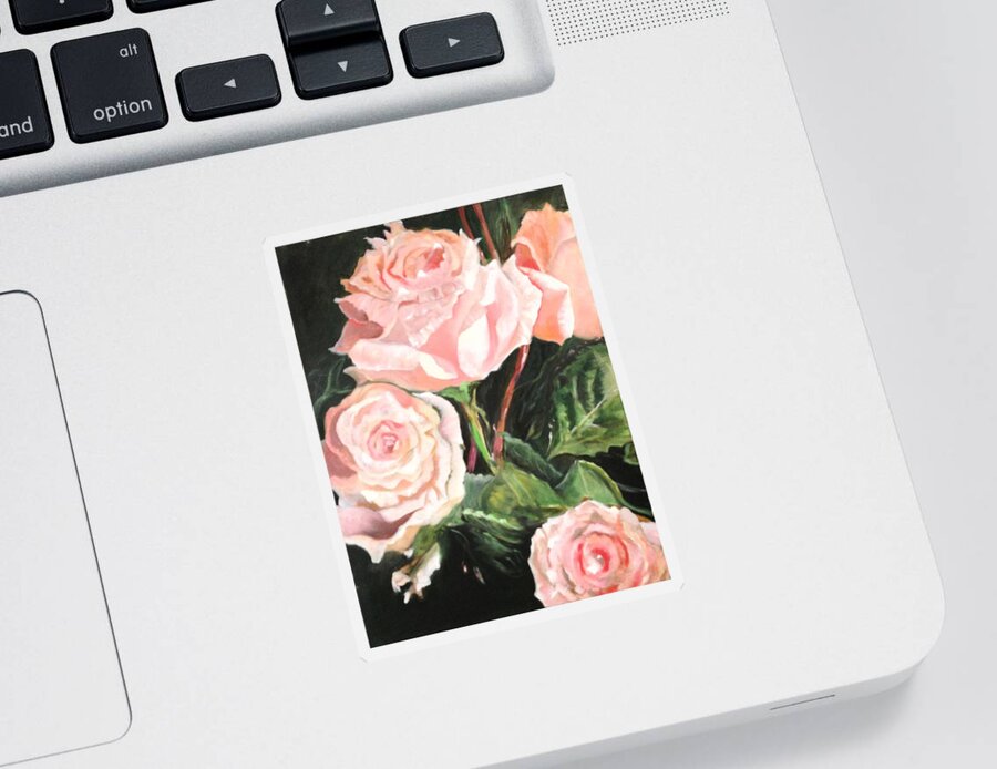 Pink Roses Sticker featuring the painting Elegant Dancer by Juliette Becker