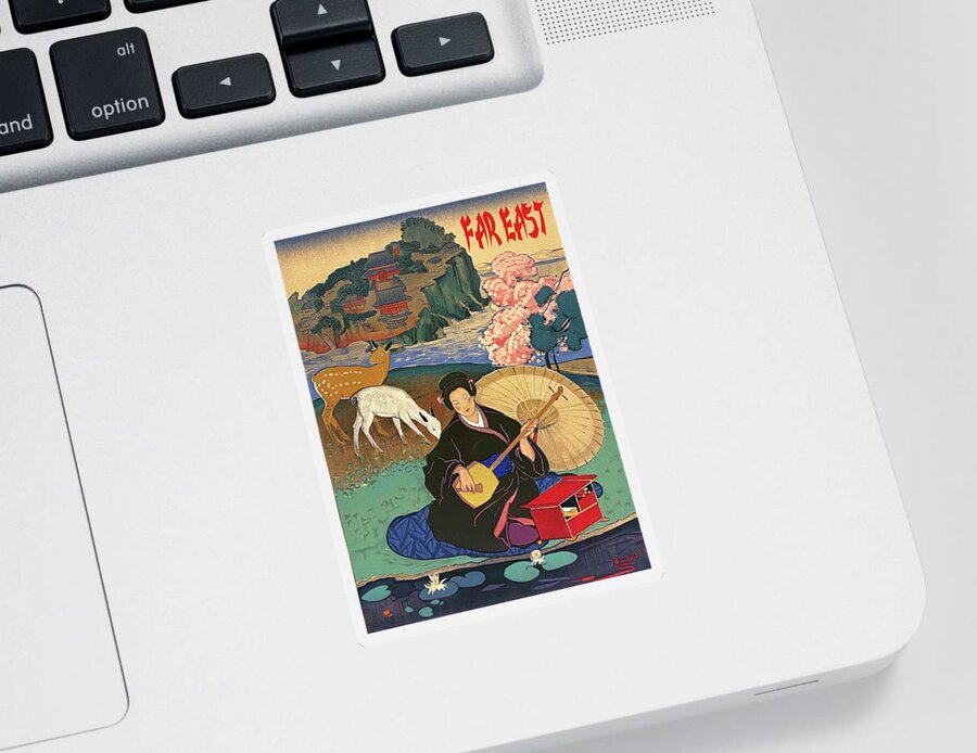 Far East Sticker featuring the digital art Far East #1 by Long Shot