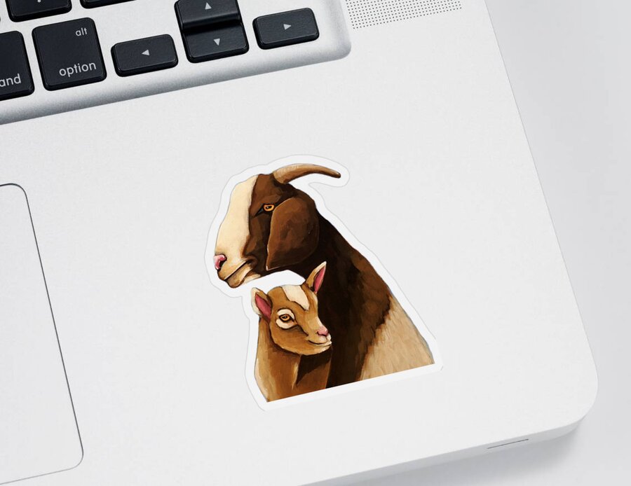 Goat Sticker featuring the painting Father and Son #2 by Lucia Stewart