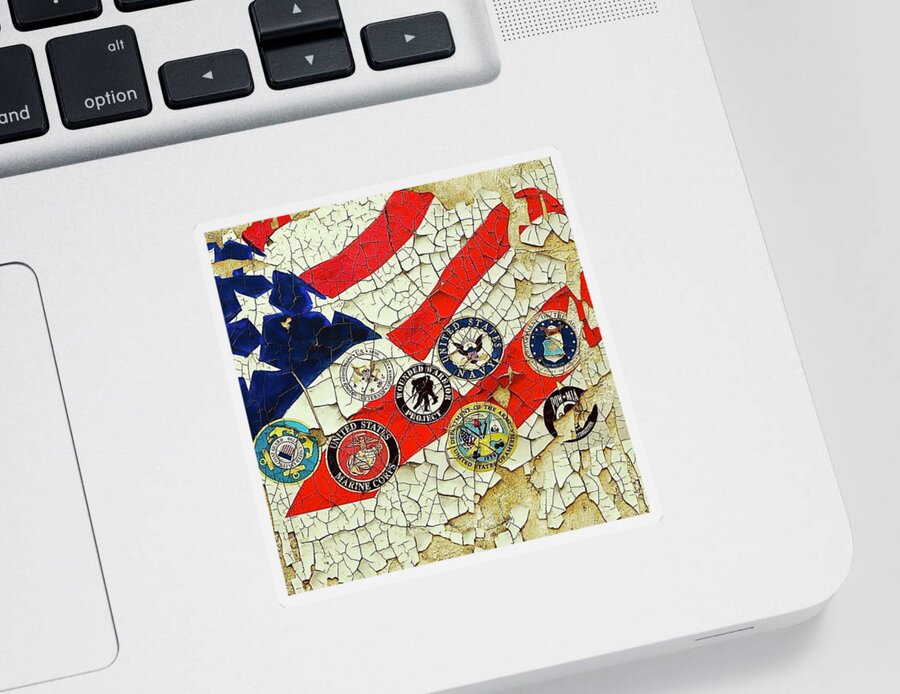  Sticker featuring the mixed media Flag by Angie ONeal