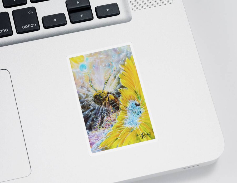  Sticker featuring the painting Flight Plan Bee by Joel Salinas III