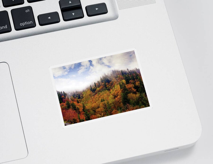 Fall Sticker featuring the photograph Foggy Fall #1 by Marty Koch