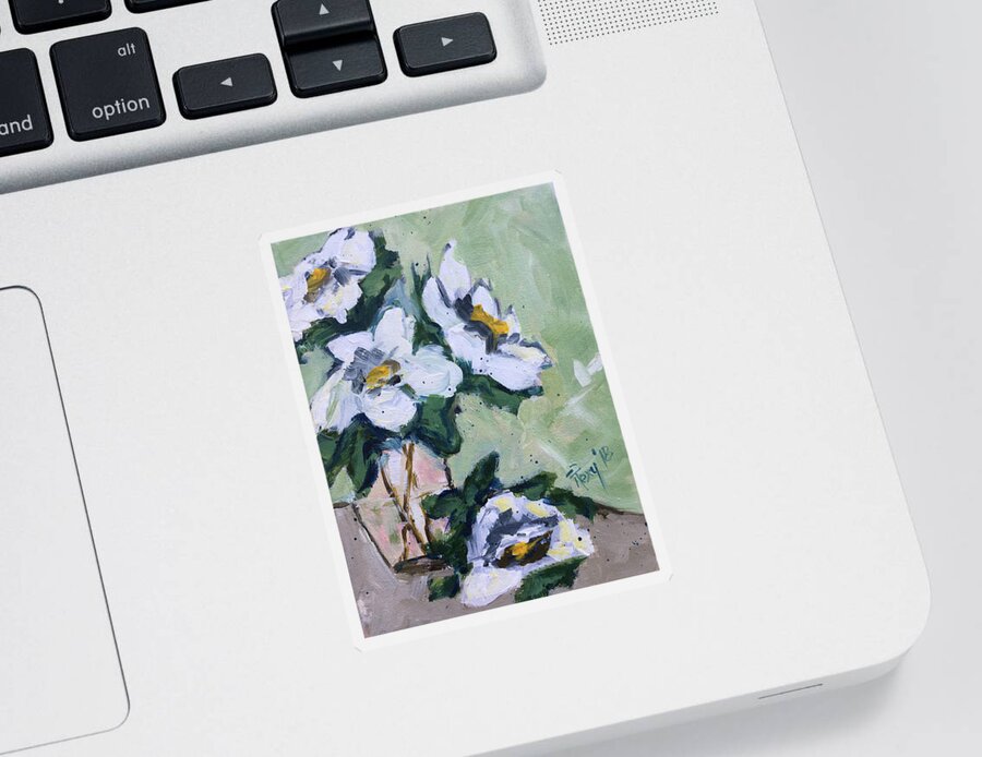 Gardenias Sticker featuring the painting Gardenias #1 by Roxy Rich