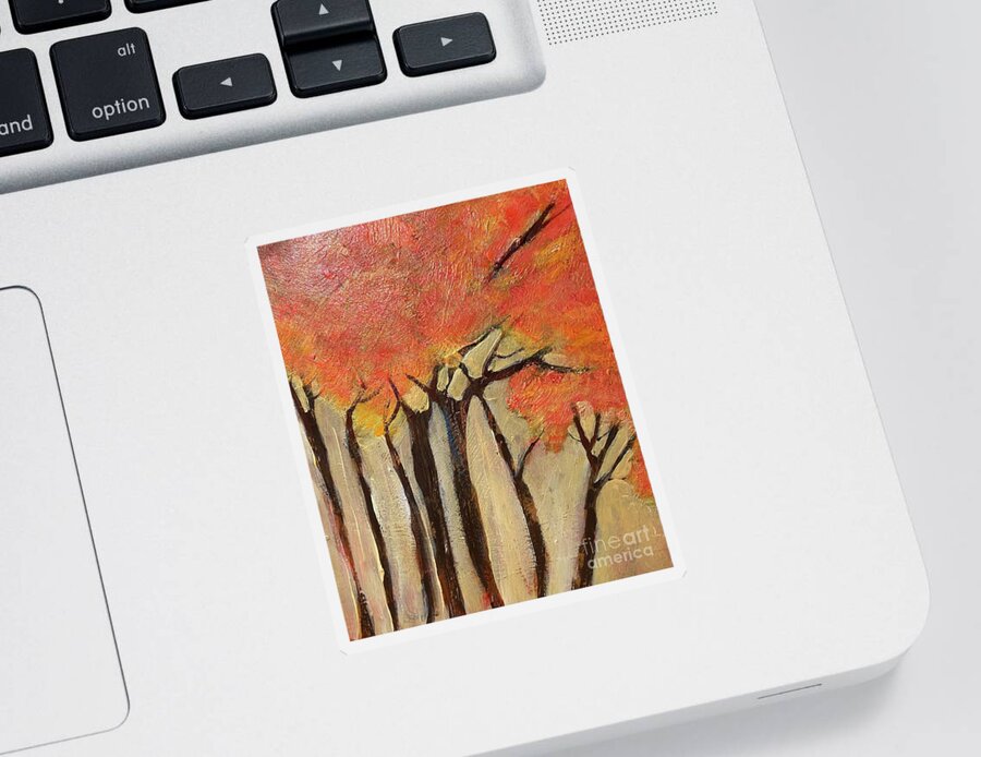 Trees Sticker featuring the painting Glowing In The Wind #1 by Sherry Harradence