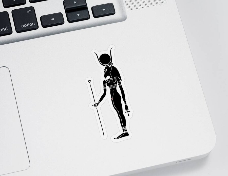 Ancient Egypt Sticker featuring the drawing Hathor - Goddess of the Ancient Egypt by Michal Boubin