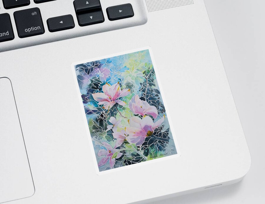 Magnolia Sticker featuring the painting Homage to Spring, cropped by Amanda Amend